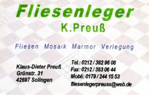 Klaus Preuß - Fliesen - Mosaik - Marmor - Verlegung - Solingen